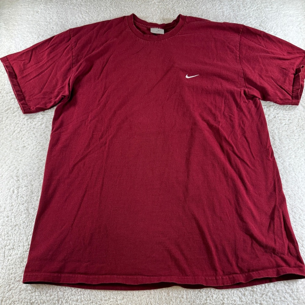 Y2K Silver Tag Nike Solid Swoosh Tee Shirt Men's XL Boxy Fit Short Sleeve Clean